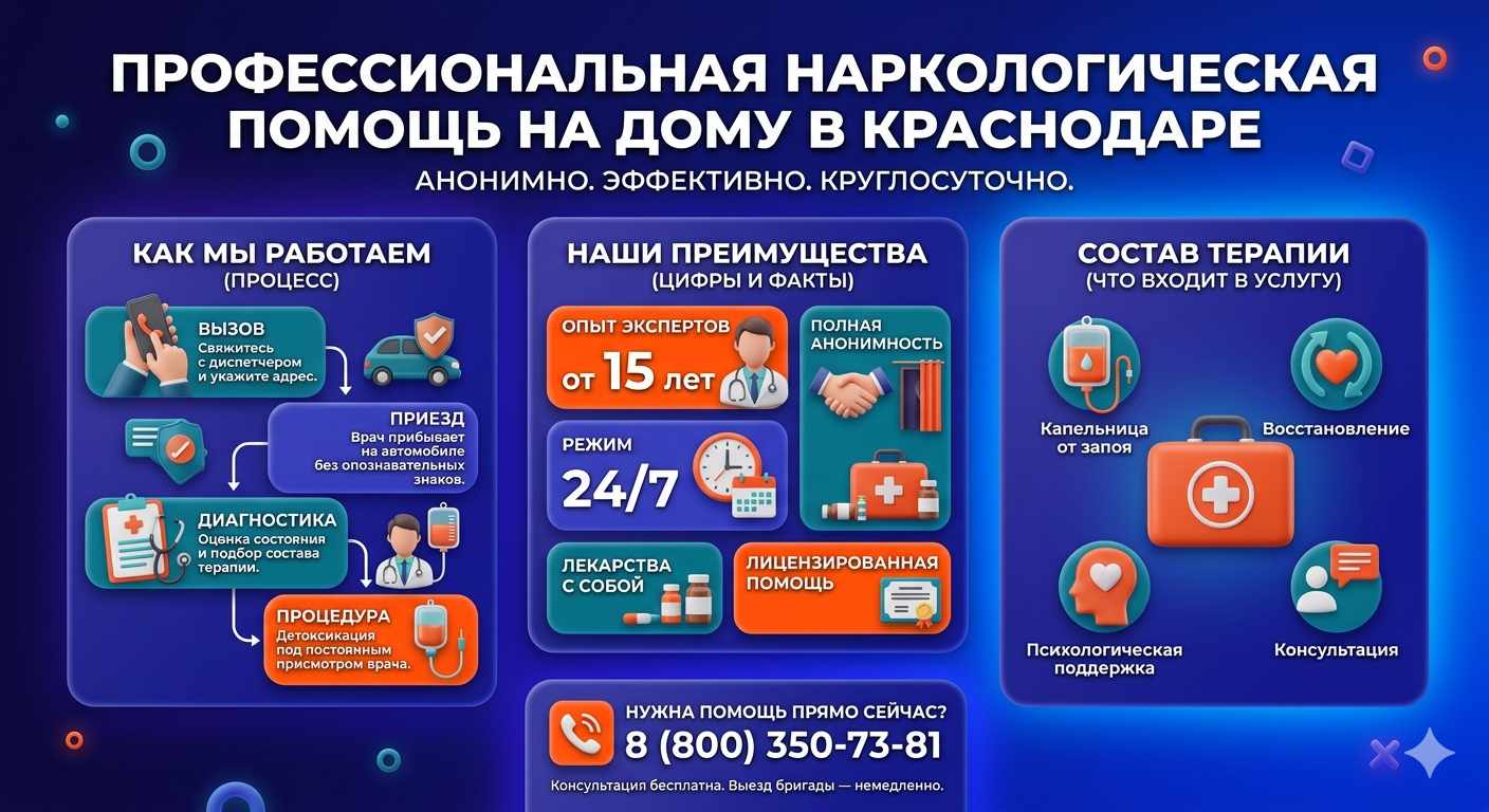 Инфографика о принципах лечения алкоголизма на дому в Мариуполе: этапы вызова нарколога, преимущества анонимной детоксикации и состав медицинской помощи.